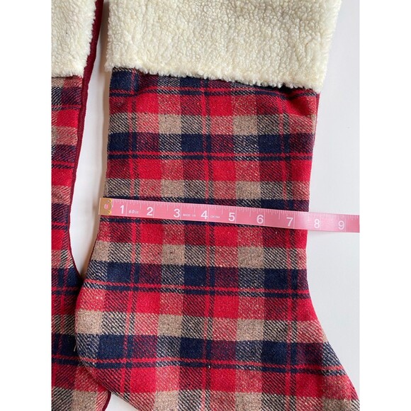 Set of 2 Plaid Christmas Stockings with Sherpa Cuff - Picture 5 of 5